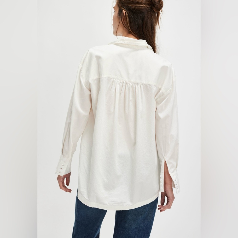 NWT Free People Lee solid button down in clean ivory - L - Picture 2 of 5